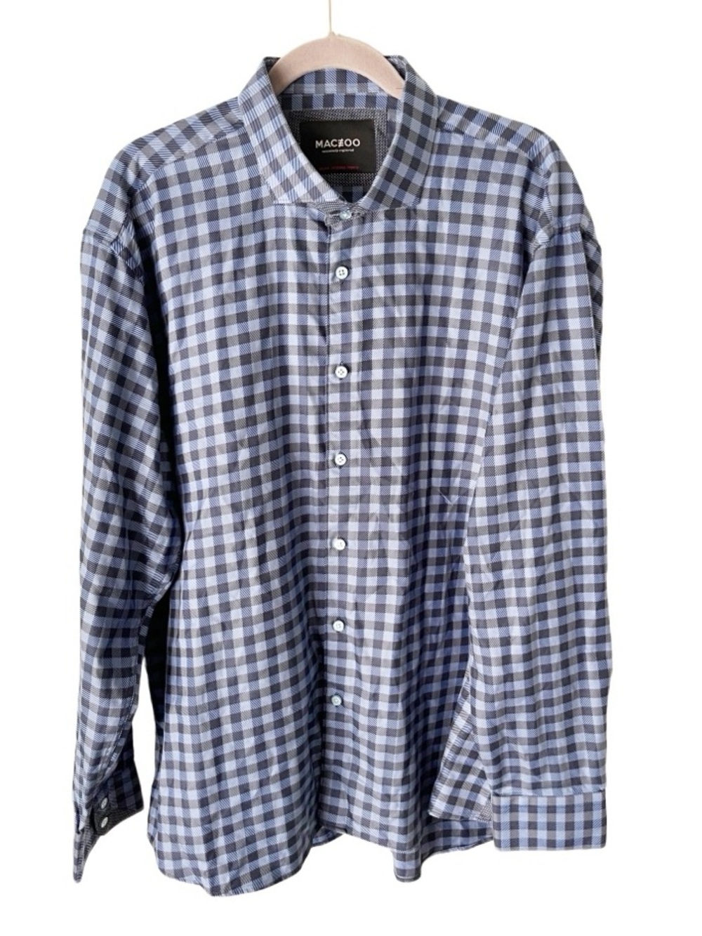 Maceoo Einstein Square Blue Button Down Shirt 3XL Career Preppy Office Luxury